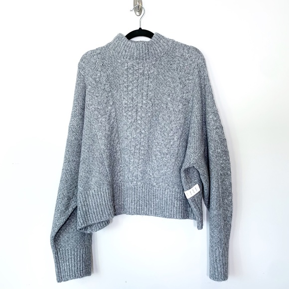 Arizona Jean Company Gray Cable Knit Turtleneck Sweater - Picture 1 of 5